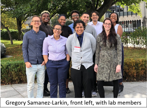 Gregory Samanez-Larkin with unidentified members of his lab